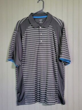 Links Edition Short Sleeve Golf Polo Shirt Wicking Striped Black Men's XL